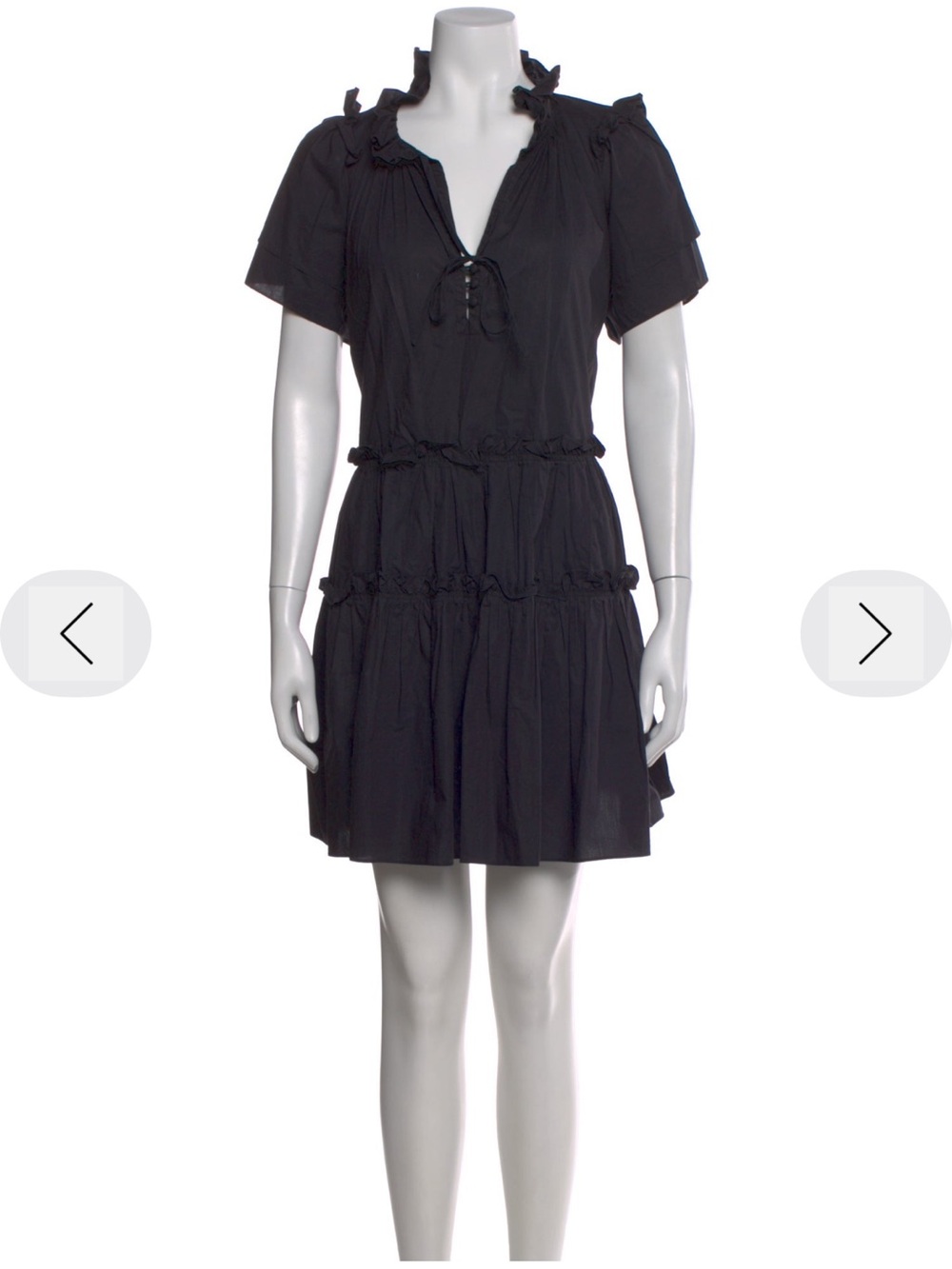 HUNTER BELL Black Short-Sleeve Tiered Mini Dress